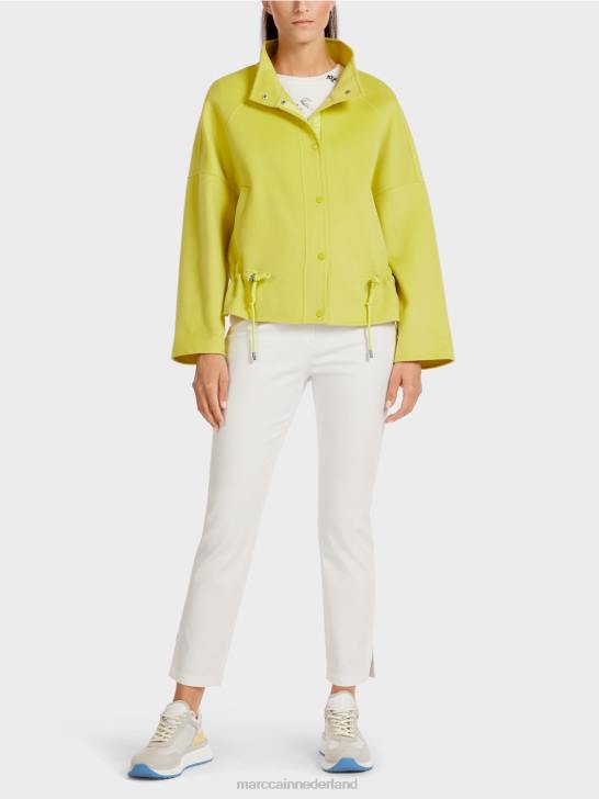 kleding groene zwavel 464J289 outdoorjas van wolvilt Marc Cain