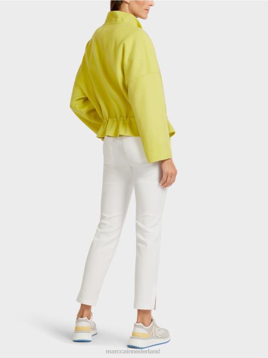 kleding groene zwavel 464J289 outdoorjas van wolvilt Marc Cain