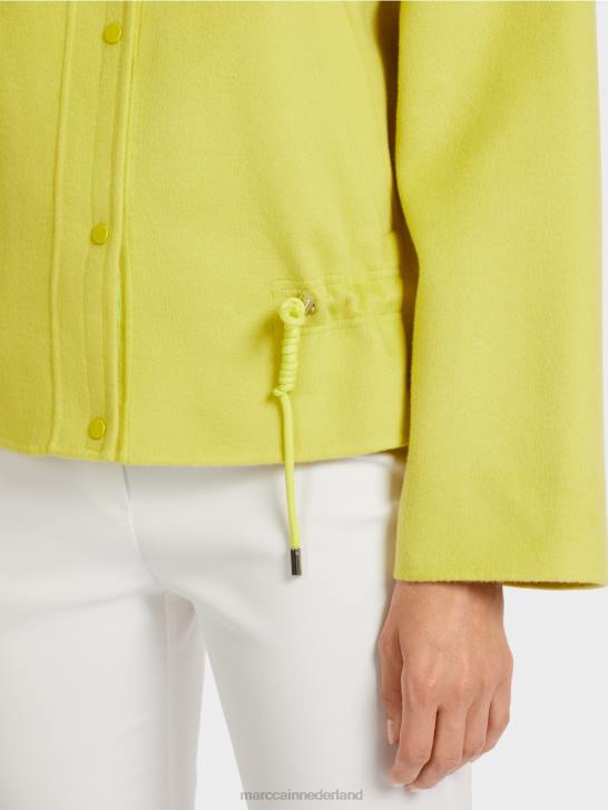 kleding groene zwavel 464J289 outdoorjas van wolvilt Marc Cain