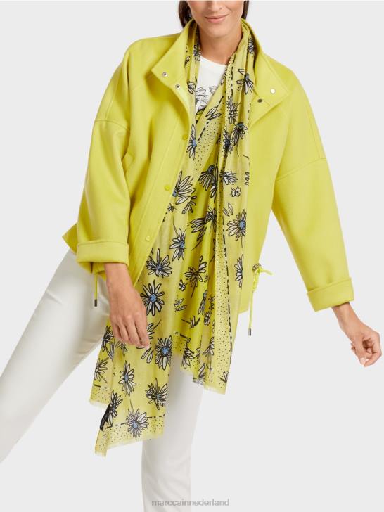 kleding groene zwavel 464J289 outdoorjas van wolvilt Marc Cain