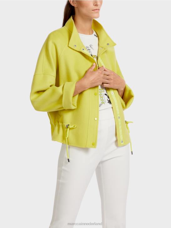 kleding groene zwavel 464J289 outdoorjas van wolvilt Marc Cain