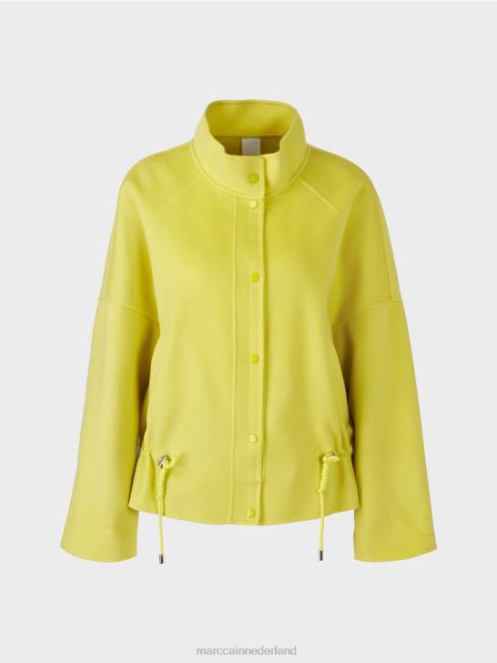 kleding groene zwavel 464J289 outdoorjas van wolvilt Marc Cain