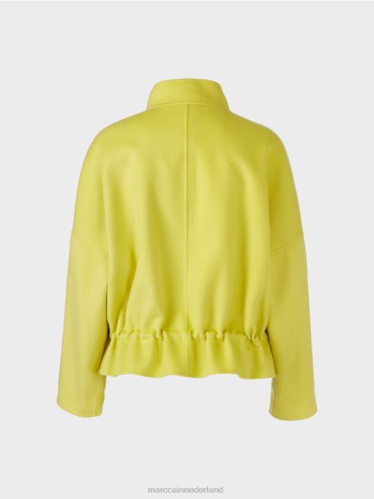 kleding groene zwavel 464J289 outdoorjas van wolvilt Marc Cain