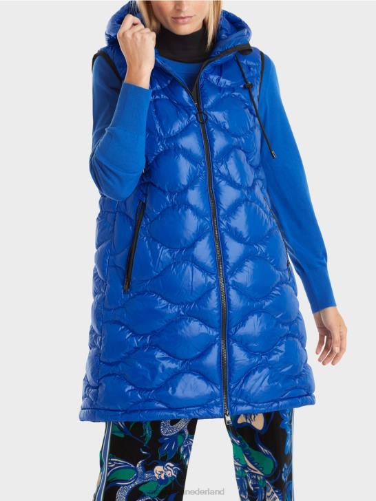 kleding helder koningsblauw 464J219 lang gewatteerd gilet \"rethink Together\". Marc Cain
