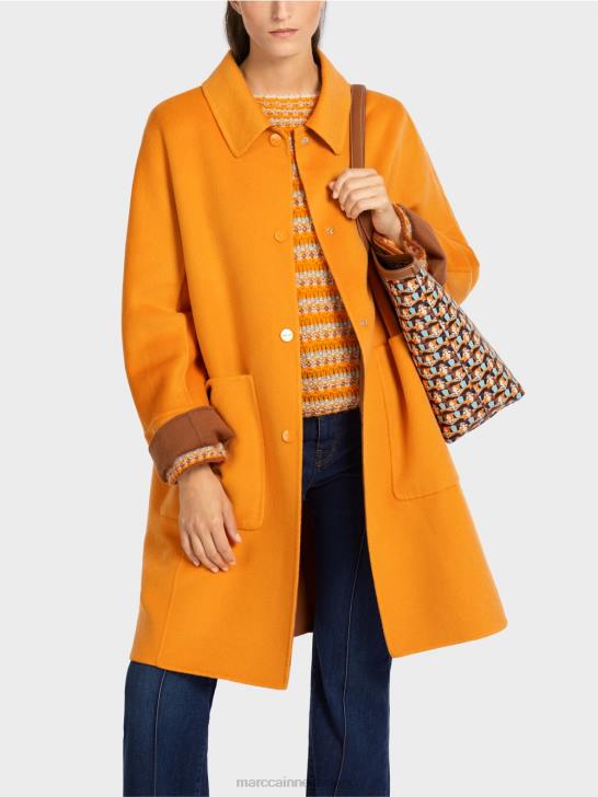 kleding helder oranje 464J299 omkeerbare wollen jas Marc Cain