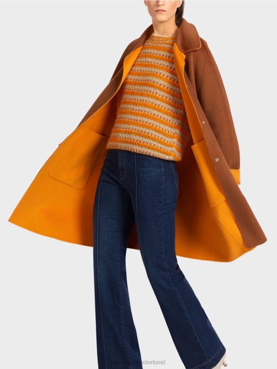 kleding helder oranje 464J299 omkeerbare wollen jas Marc Cain