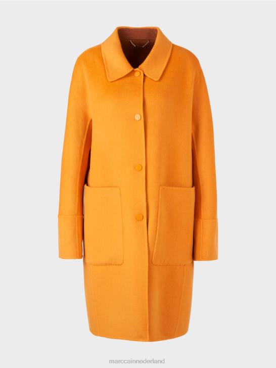 kleding helder oranje 464J299 omkeerbare wollen jas Marc Cain