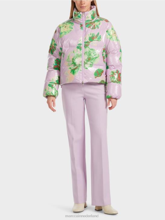 kleding heldere lavendel 464J231 outdoorjas met bloemdessin Marc Cain