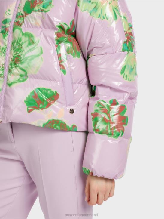 kleding heldere lavendel 464J231 outdoorjas met bloemdessin Marc Cain