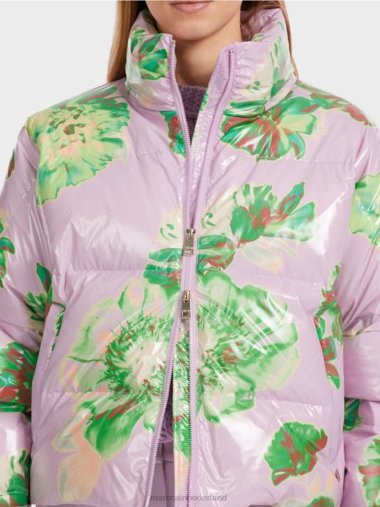 kleding heldere lavendel 464J231 outdoorjas met bloemdessin Marc Cain