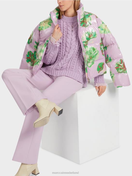 kleding heldere lavendel 464J231 outdoorjas met bloemdessin Marc Cain