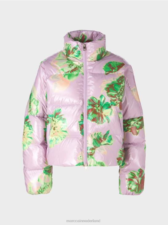 kleding heldere lavendel 464J231 outdoorjas met bloemdessin Marc Cain