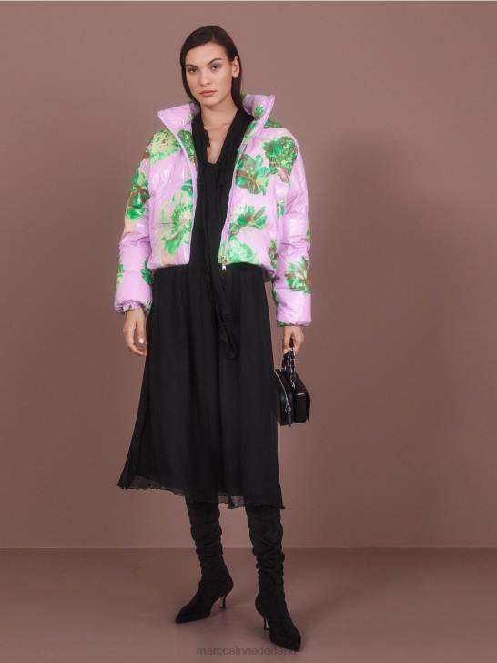 kleding heldere lavendel 464J231 outdoorjas met bloemdessin Marc Cain