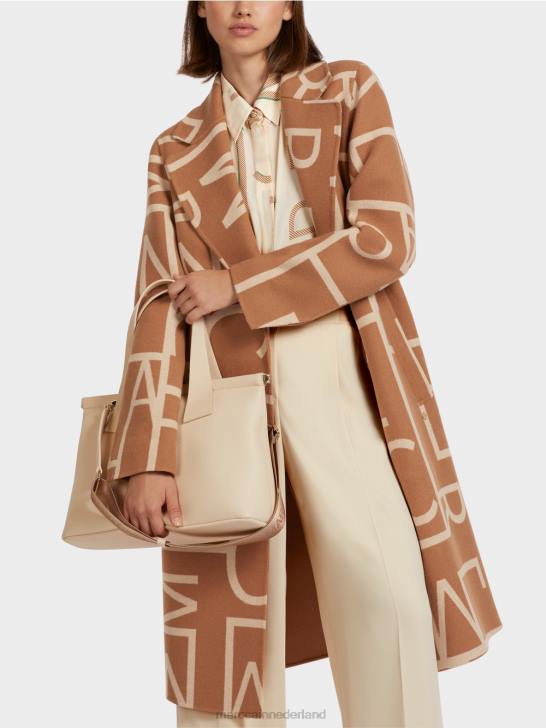 kleding kameel 464J291 jas met gestileerde mc-letters Marc Cain