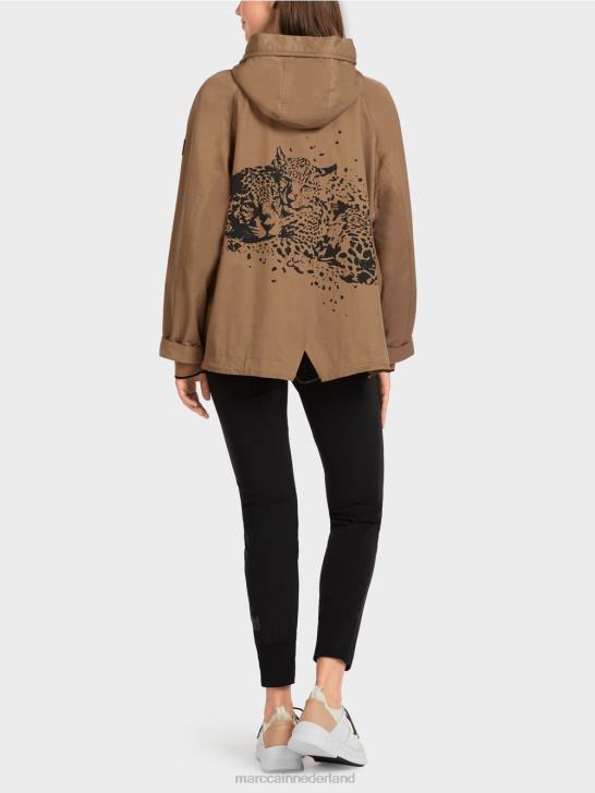 kleding lichte koffie 464J283 casual outdoorjack met print Marc Cain