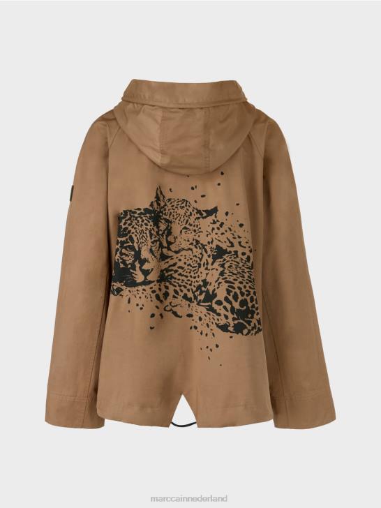 kleding lichte koffie 464J283 casual outdoorjack met print Marc Cain
