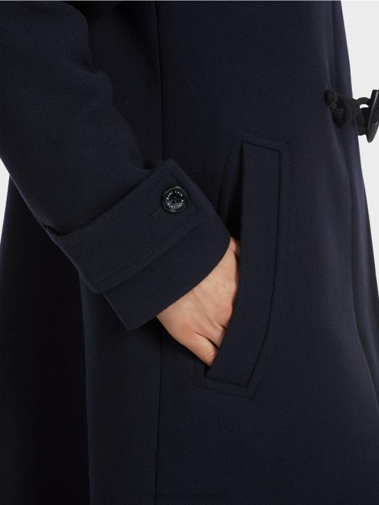 kleding middernacht blauw 464J222 wollen jas met knevelsluitingen Marc Cain