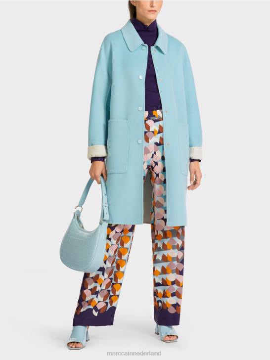 kleding sfeervol blauw 464J298 omkeerbare wollen jas Marc Cain