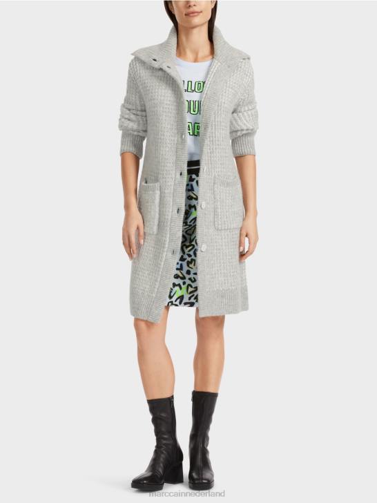 kleding zilver grijs 464J256 gebreide jas gebreid in Duitsland Marc Cain