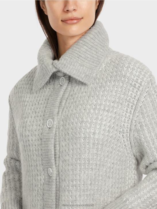 kleding zilver grijs 464J256 gebreide jas gebreid in Duitsland Marc Cain