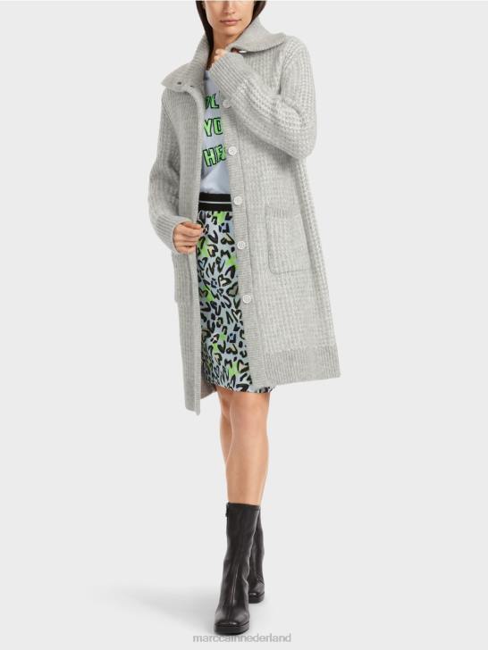 kleding zilver grijs 464J256 gebreide jas gebreid in Duitsland Marc Cain