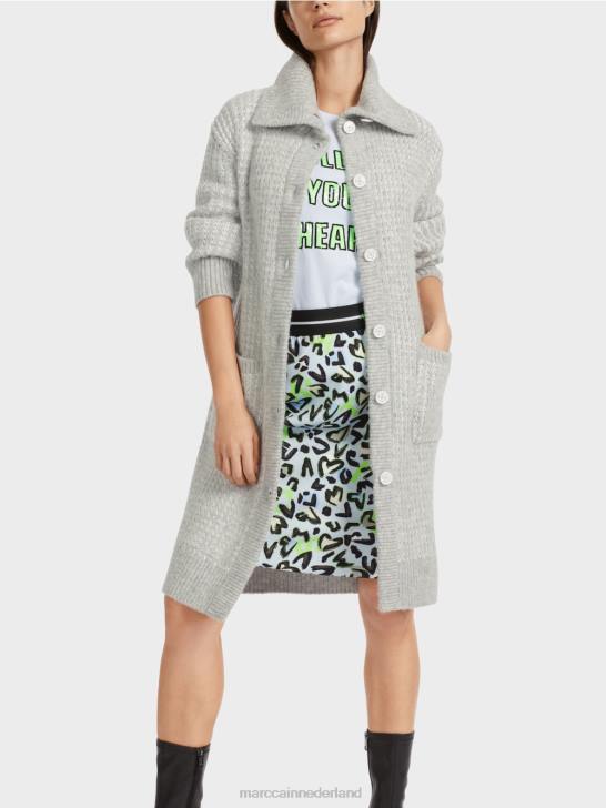 kleding zilver grijs 464J256 gebreide jas gebreid in Duitsland Marc Cain