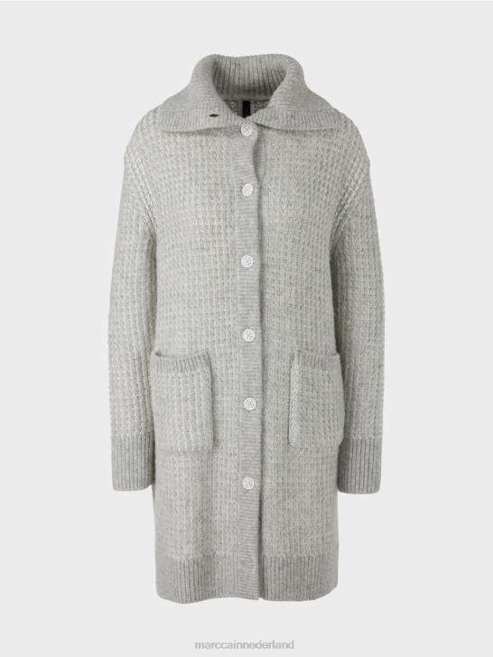 kleding zilver grijs 464J256 gebreide jas gebreid in Duitsland Marc Cain