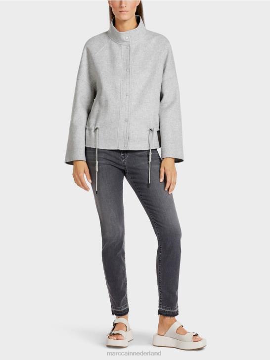 kleding zilver grijs 464J285 outdoorjas van wolvilt Marc Cain