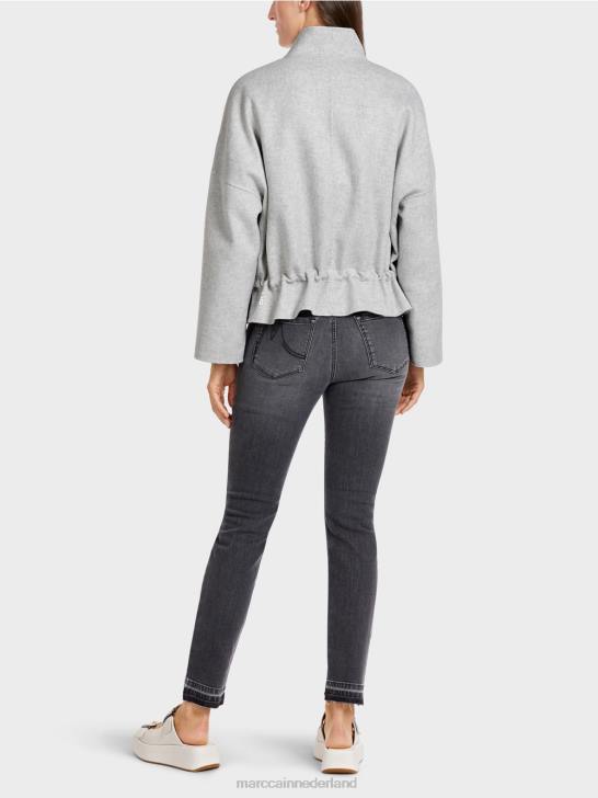 kleding zilver grijs 464J285 outdoorjas van wolvilt Marc Cain