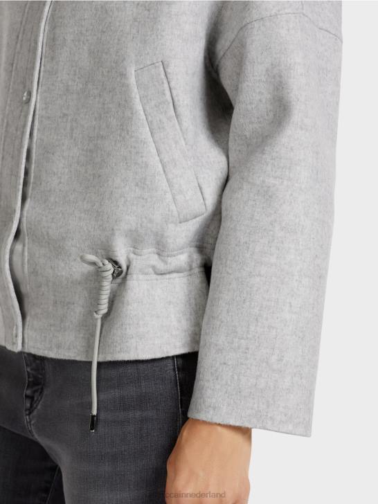 kleding zilver grijs 464J285 outdoorjas van wolvilt Marc Cain