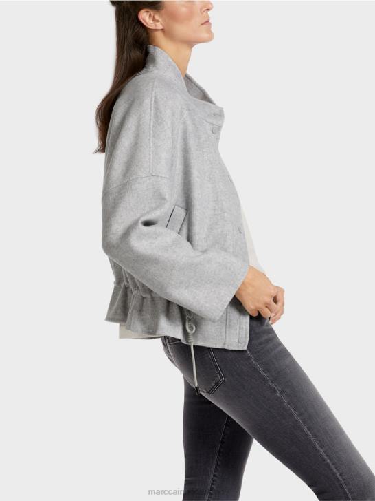 kleding zilver grijs 464J285 outdoorjas van wolvilt Marc Cain