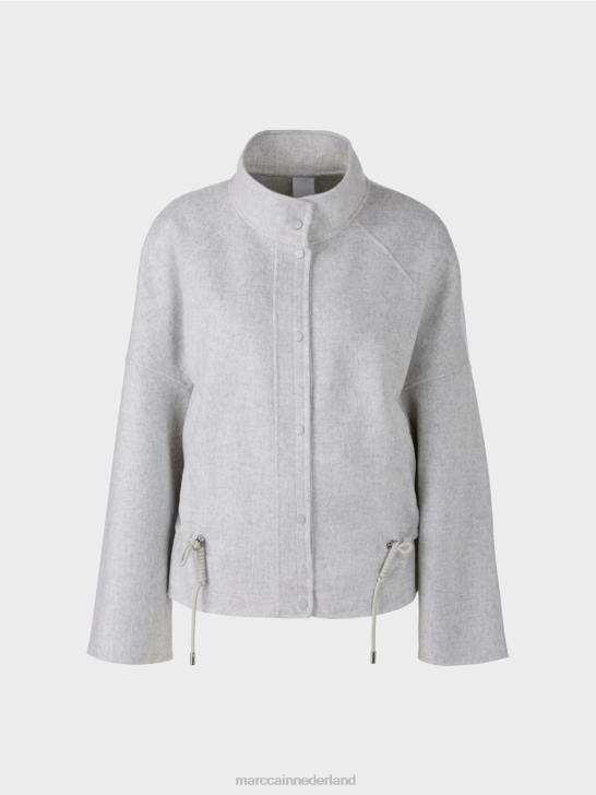 kleding zilver grijs 464J285 outdoorjas van wolvilt Marc Cain