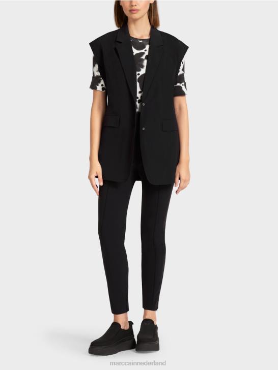 kleding zwart 464J282 gilet met revers en trekkoord Marc Cain