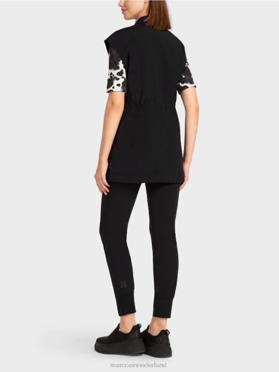 kleding zwart 464J282 gilet met revers en trekkoord Marc Cain