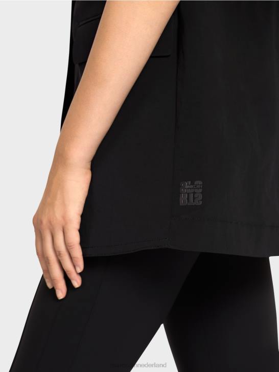 kleding zwart 464J282 gilet met revers en trekkoord Marc Cain