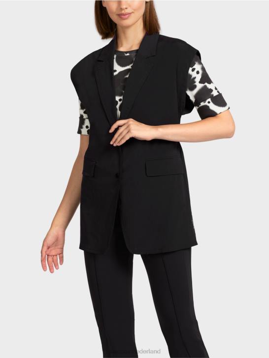 kleding zwart 464J282 gilet met revers en trekkoord Marc Cain