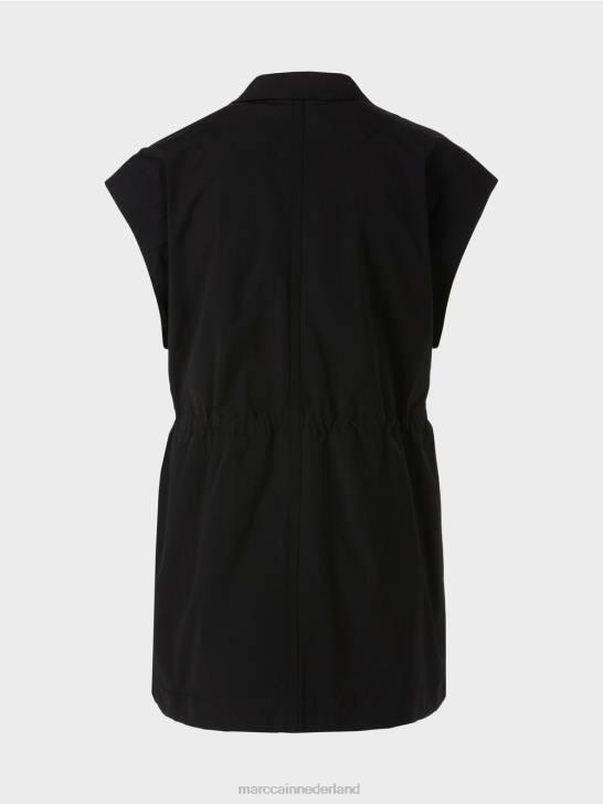 kleding zwart 464J282 gilet met revers en trekkoord Marc Cain