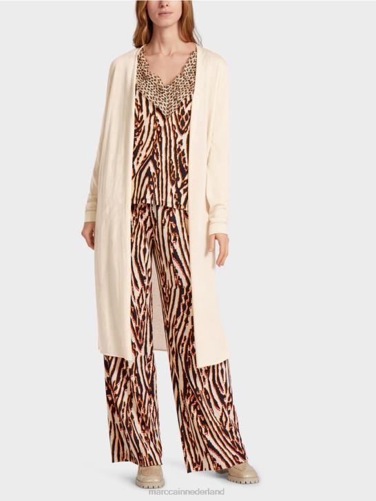 kleding crème 464J357 lang, fijngebreid vest Marc Cain