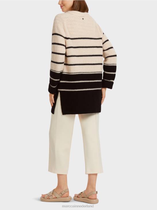 kleding crème 464J433 nautisch vest \"gebreid in Duitsland\" Marc Cain