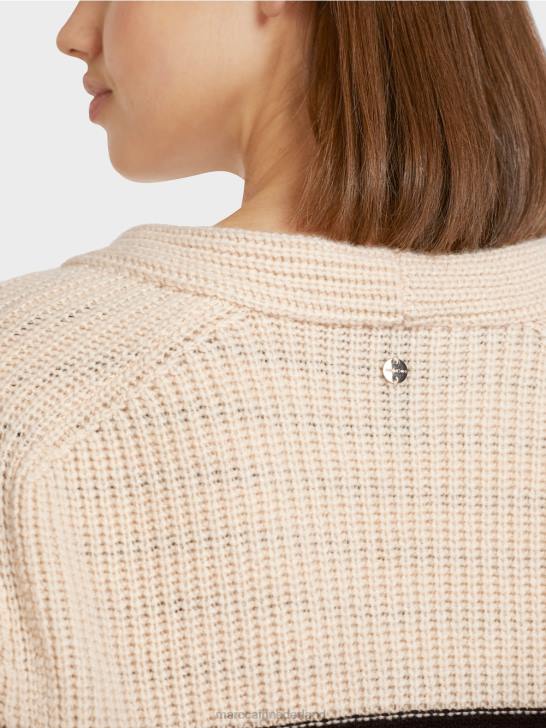 kleding crème 464J433 nautisch vest \"gebreid in Duitsland\" Marc Cain