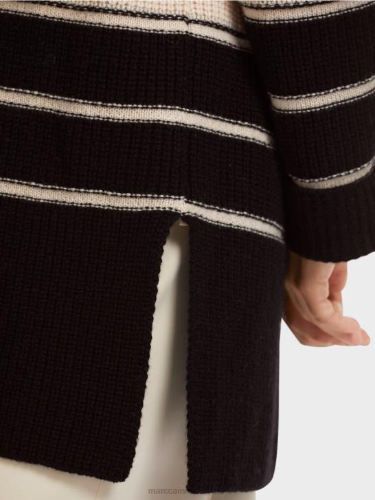 kleding crème 464J433 nautisch vest \"gebreid in Duitsland\" Marc Cain