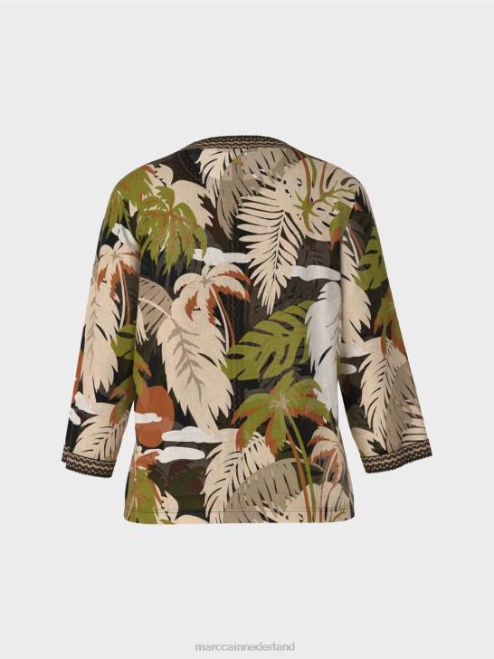 kleding diep olijfgroen 464J381 los vest \"gebreid in Duitsland\" Marc Cain