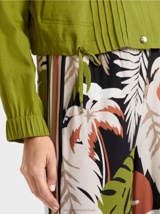 kleding diep olijfgroen 464J383 linnen jasje met opstaande kraag Marc Cain