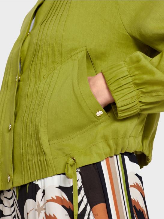 kleding diep olijfgroen 464J383 linnen jasje met opstaande kraag Marc Cain