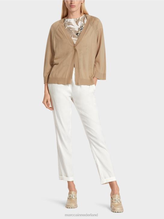 kleding diep zand 464J382 los gebreid raglanvest Marc Cain