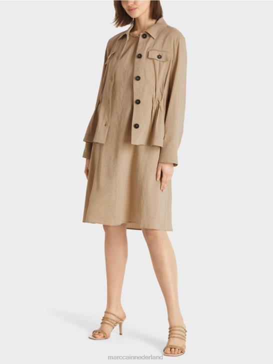 kleding diep zand 464J385 vrouwelijk linnen jasje Marc Cain
