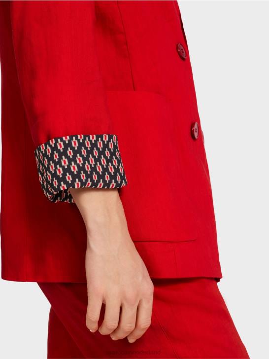 kleding dieprood 464J181 linnen jasje met dubbele rij knopen Marc Cain