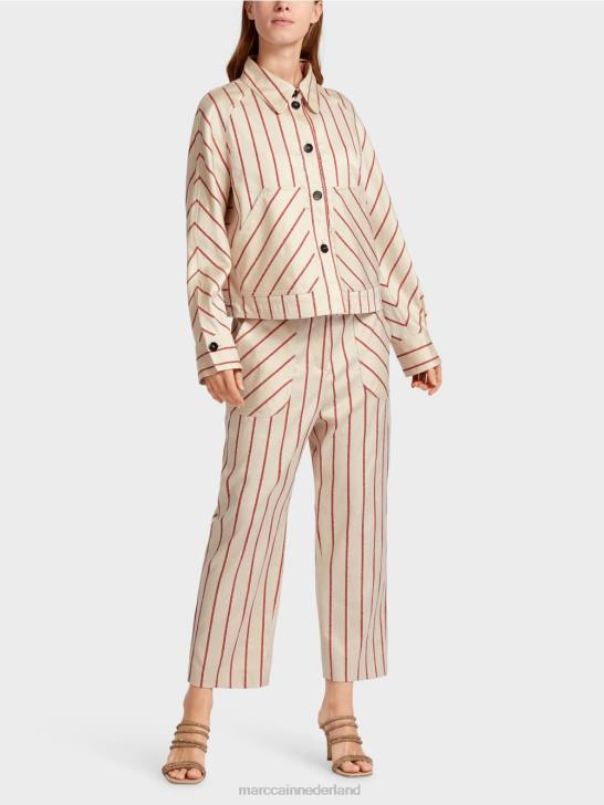 kleding dieprood 464J353 gestreept jasje van lyocell Marc Cain