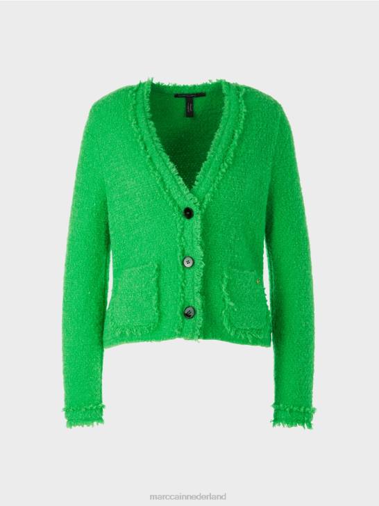 kleding donker appelgroen 464J310 Boucle vest gebreid in Duitsland Marc Cain