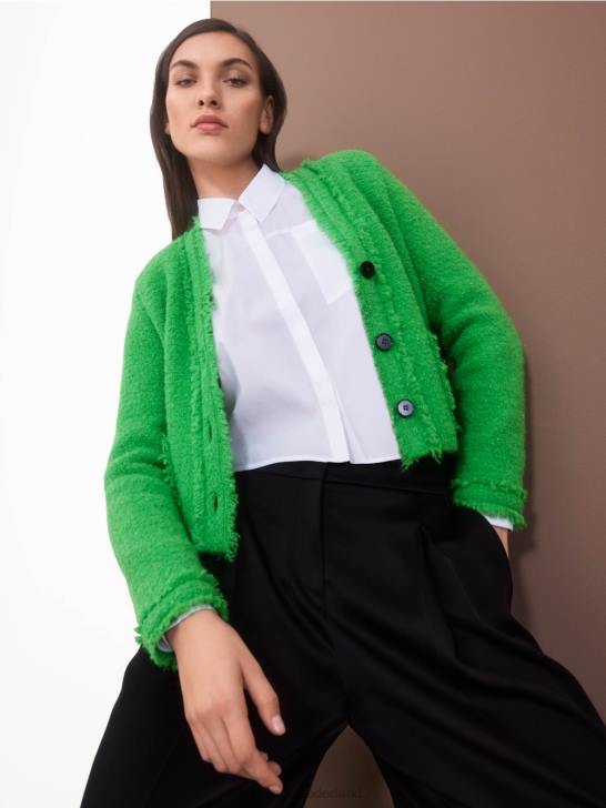 kleding donker appelgroen 464J310 Boucle vest gebreid in Duitsland Marc Cain